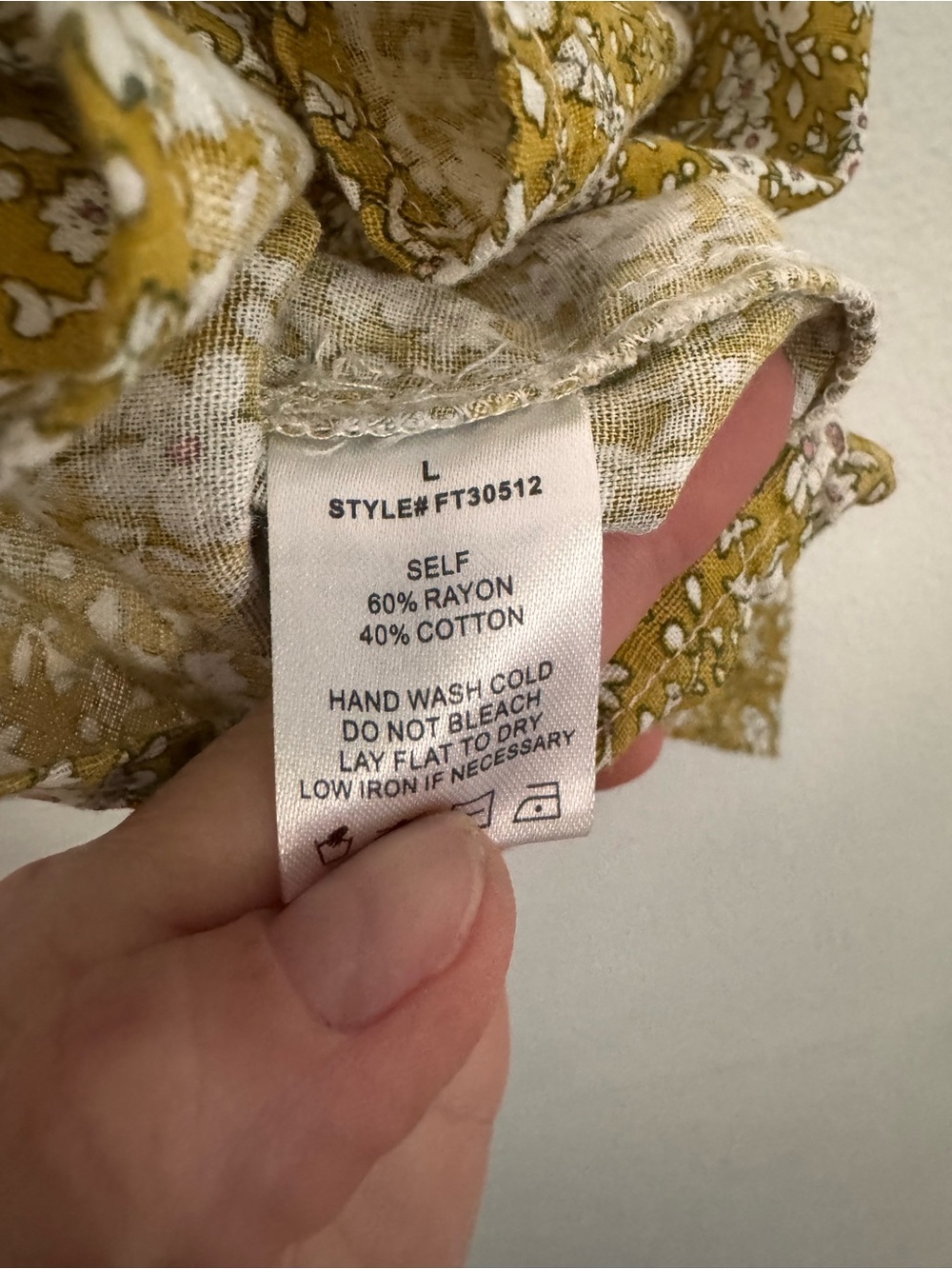Carly Jean Los Angeles Mustard Floral Ruffle-Neck Top - Picture 6 of 6